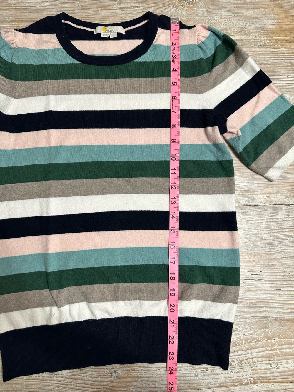 BODEN COTTON STRIPED KNITTED LEAF MULTI SWEATER TOP SZ S - Picture 9 of 11